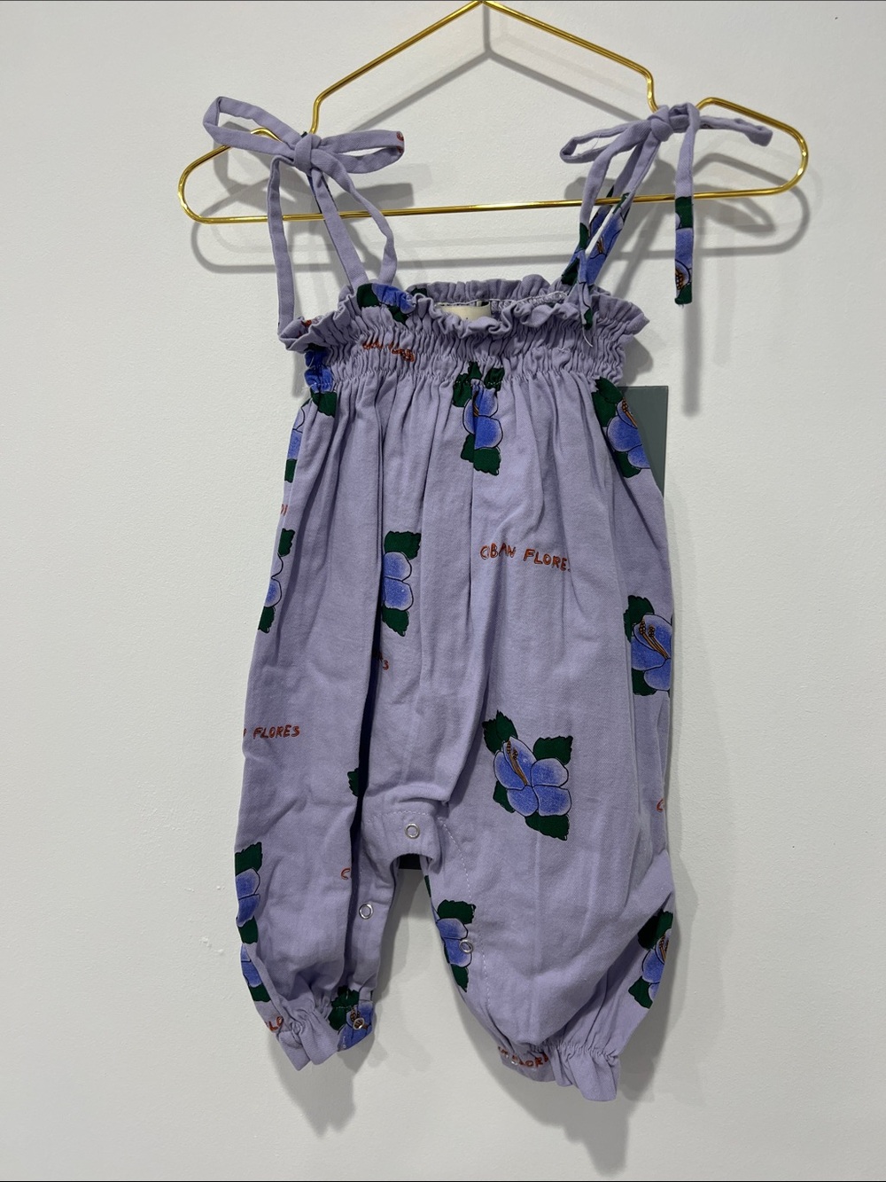 Lilac Floral Tie-Shoulder Romper for baby